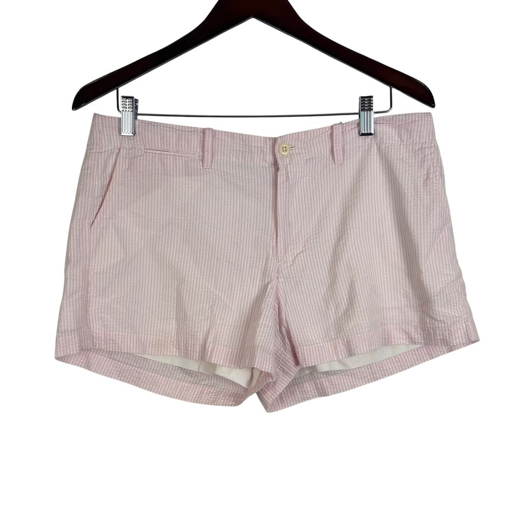 Ralph Lauren Sport Pink Seersucker Shorts Vintage Preppy 2000s Cotton Women's 10